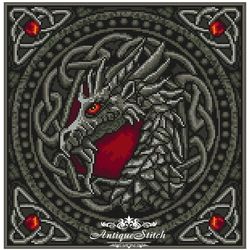 Celtic Dragon Cross Stitch Pattern PDF Medieval Embroidery Celtic Cross Fantasy Compatible Pattern Keeper