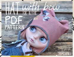 Blythe hat pattern Easy pattern blythe clothes Blythe clothes pattern PDF qbaby Hat with bow for doll Qbaby tutorial