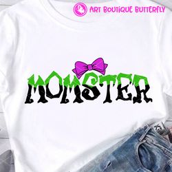 Momster sign Monster girl t-shirt design Halloween decor Pink bow