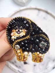 Pomeranian jewelry brooch beaded, custom pet portrait , dog show brooch