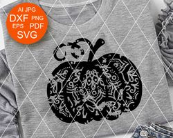 Pumpkin Grunge clipart Mandala Zentangle pumpkin art Thanksgiving Happy harvest print Digital downloads png pdf svg