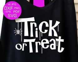Trick or treat Halloween quote Humorous Horror print Kids shirt design Digital downloads files