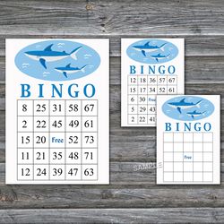 Shark bingo cards,Shark bingo game,Shark printable bingo cards,60 Bingo Cards,INSTANT DOWNLOAD--350
