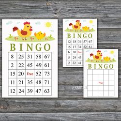 Chicken bingo cards,Farm bingo game,Chicken printable bingo cards,60 Bingo Cards,INSTANT DOWNLOAD--348