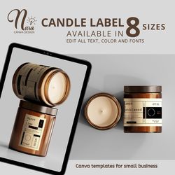 candle label template, diy candle label, candle label design, canva template, canva design by nara 01