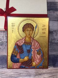Saint Dmitry Solunsky | Hand painted icon | Jewelry icon | Miniature icon | Orthodox icon | Byzantine icon | Religious