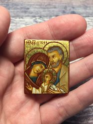 Holy Family | Hand painted icon | Travel size icon | Orthodox icon for travellers | Small Orthodox icon | Jewelry
