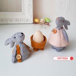 Felt Bunny Egg Holder Pattern , Easter Table Decorations , Easter Ornaments , Easter Bunny Decor , Felt Pattern