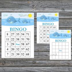 Whale bingo cards,Whale bingo game,Whale printable bingo cards,60 Bingo Cards,INSTANT DOWNLOAD--335