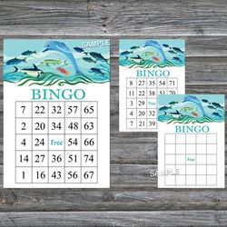 Dolphin bingo cards,Dolphin bingo game,Dolphin printable bingo cards,60 Bingo Cards,INSTANT DOWNLOAD--331