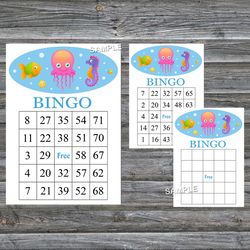 Jellyfish bingo cards,Jellyfish bingo game,Under the sea printable bingo cards,60 Bingo Cards,INSTANT DOWNLOAD--330