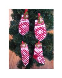 Children's knitted set woolen socks and handmade mittens with a pattern Hand knitted wool socks
