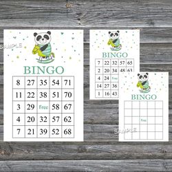 Baby Panda bingo cards,Panda bingo game,Panda printable bingo cards,60 Bingo Cards,INSTANT DOWNLOAD--326