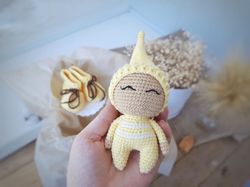 Pregnancy gift for first time moms. Newborn gift set gender neutral gift basket baby booty with miniature doll.
