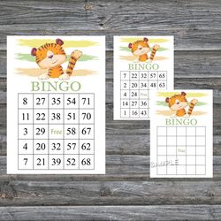 Tiger bingo cards,Tiger bingo game,Tiger printable bingo cards,60 Bingo Cards,INSTANT DOWNLOAD--321