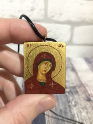 Virgin Mary | Orthodox icon | Mother of God | Theotokos | Icon pendant | Icon necklace | Miniature icon | Catholic gift