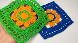 Crochet granny square pattern, sunflower crochet pattern, pdf crochet pattern, sunflower coaster pattern