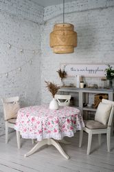 Cotton Round Tablecloth with lace.