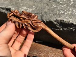 Unique Hand Carved Wooden Hairpin Dragon