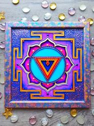 Hand painted Shakti yantra Sacred geometry Yoga Spiritual Zen Decor Meditatation