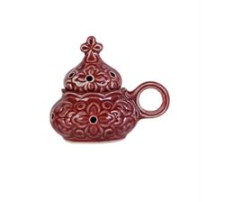 Handmade Ceramic Thurible With Lid - Glazed Red Censer - undefined Ceramic Censer - Ceramic Incense Burner