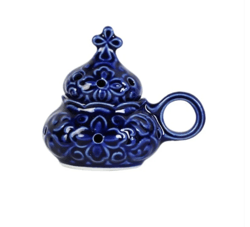 Handmade Ceramic Thurible with lid - Glazed blue censer - Ceramic Censer - Ceramic Incense Burner