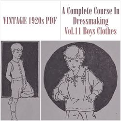 Digital | Vintage Sewing Pattern | Vintage 1921 A Complete Course In Dressmaking Vol.11 Boys Clothes | ENGLISH PDF