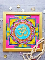 Om symbol Yantra Mandala art Meditation Spiritual Sacred geometry Yoga Gift
