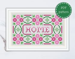 LP0218 Home sweet home cross stitch pattern for begginer - Lettering xstitch pattern in PDF format - Instant download