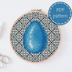 LP0231 Easter cross stitch pattern for begginer - Eatser egg blackwork pattern in PDF format - Instant download