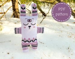 TP001 Stuffed toy bunny cross stitch pattern in PDF - Folk rabbit cross stitch pattern in PDF format - Instant download