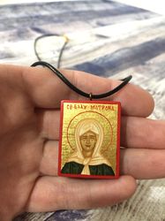 Matrona of Moscow | Icon pendant | Icon necklace | Wooden pendant | Jewelry icon | Orthodox Icon | Christian saint