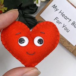 Red heart, Valentines day gift for boyfriend, Pocket hug In box, My Heart Burns For You, relationship gift