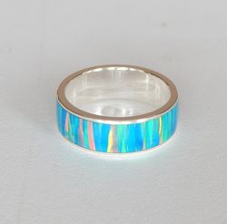 Silver ring with synthetic opal. Exclusive ring as a gift.