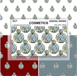 Spirits Seamless Pattern Beauty Wallpaper Perfume Digital Paper Background Designs Surface Fabric Textile Fashion