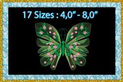 Rippled butterfly machine embroidery design