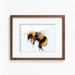 Watercolor new original wall decor bee bumblebee new painting by Anne Gorywine