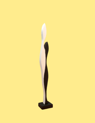 Modern abstract sculpture "Black and white sophistica". Tall wood sculpture on stand.  18,89/ 2,36/2,36 inch. Best gift!