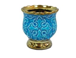 Light Blue Porcelain Standing Oil Lamp - Ceramic Vigil Lamp - Table Oil Lamp - Cross Oil Lamp Holders - Cross Oil Lamp