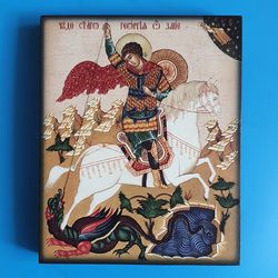 George the Victorious icon | Orthodox blessed icon of St George | good quality wooden icon  6.2x5" free shipping