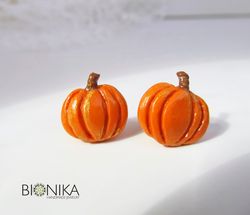 Miniature pumpkin stud earrings Cute halloween earrings Pumpkin vegetable studs earring polymer clay Gift for mom sister