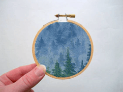 5inch Landscape Forest cross stitch pattern, Mini cross stitch pattern, Tiny nature embroidery needlecraft pattern
