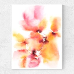 Floral wall art Original painting Watercolor abstract flowers Living room wall decor Bedroom wall art Expressionist art