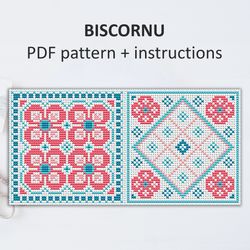 BP029 Biscornu cross stitch pattern in PDF - Pincushion needle bed xstitch pattern in PDF format - Instant download
