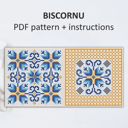 BP030 Biscornu cross stitch pattern in PDF - Pincushion needle bed xstitch pattern in PDF format - Instant download