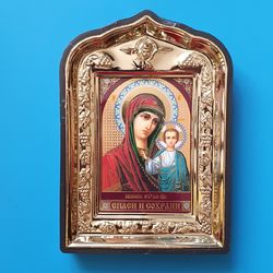 The Kazan Icon of the Mother of God plastic icon with a hang hole 5.5x3.9" free shipping