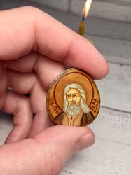Saint Seraphim of Sarov | Hand painted icon | Travel size icon | Orthodox icon for travellers | Small Orthodox icon