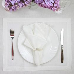 White linen placemats set / custom cloth placemats / fabric modern table mats / fall placemats / natural placemats gift