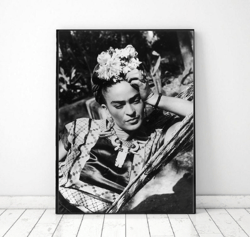 Black Frida Kahlo print Digital, Frida Kahlo poster, frida kahlo art print, Feminist poster