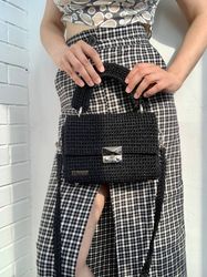 designer crochet handbag, evening shoulder bag, cute crossbody bag, crocheted bag, handmade handbag